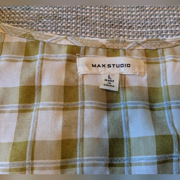 Max Studio Plaid Sleeveless Empire Waist Tiered Midi Dress Large - Picture 8 of 11